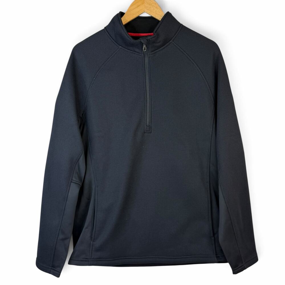 Mens Spyder Constant Half Zip Sweater Fleece Pullover Waffle Knit Black Large